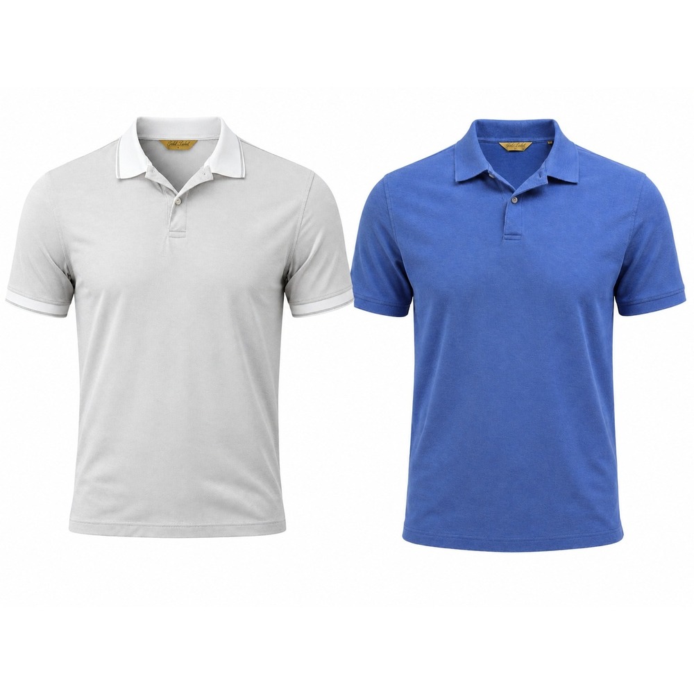 Roundtree & Yorke Polo Shirts Mens Large‎ Blue Grey Gold Label 2 Pack Bundle